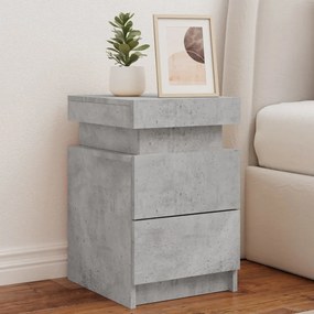 vidaXL Noptieră cu lumini LED, gri beton, 35x39x55 cm