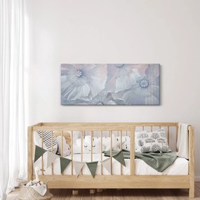 Tablou - Flori albastre pe perete (120x50 cm)