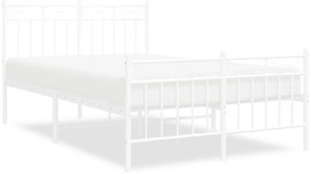373755 vidaXL Cadru de pat metalic cu tăblie, alb, 120x190 cm