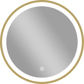 HOMCOM Oglindă de baie cu iluminare LED rotundă 40 cm, oglindă luminoasă de perete cu 3 temperaturi de culoare, reglabilă, auriu | Aosom Romania