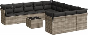 vidaXL Set canapele de grădină cu perne, 12piese gri deschis poliratan