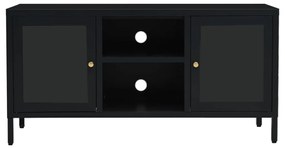 Dulap TV, negru, 105x35x52 cm, otel si sticla 1, Negru