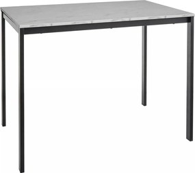 Masa MARIO, alb cu efect de marmura/negru, 100x60x75 cm