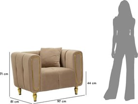 Fotoliu taupe cu tapițerie din catifea Alma – Mauro Ferretti