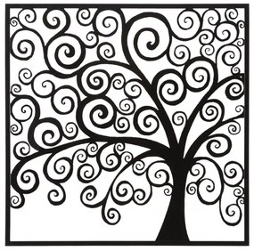 Decoratiune de perete neagra din metal, 100x1x100 cm, Tree Mauro Ferretti