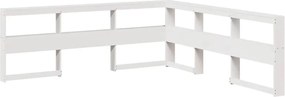 vidaXL Bibliotecă tăblie în formă de L, alb, 200 cm, lemn masiv de pin