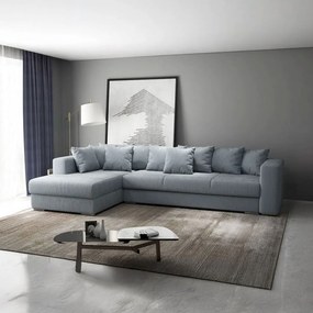 Colțar extensibil dumonde cu ladă de depozitare si sezut confortabil din spuma high-density, Gloria Zoom Grey 320x183 cm