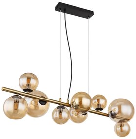 Lustra LED suspendata design modern Riha negru, alama