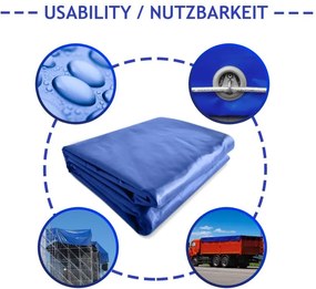 JAGO Prelata 650 g/m², ochiuri de aluminiu, albastru, 5 x 7