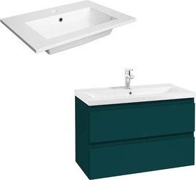 Set dulap baza suspendat Defra Como verde cu lavoar compozit Flex 80