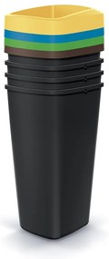 Set pubele pentru deseuri sortate, patrate, 4 x 25 l, colorate