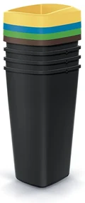 Set pubele pentru deseuri sortate, patrate, 4 x 25 l, colorate