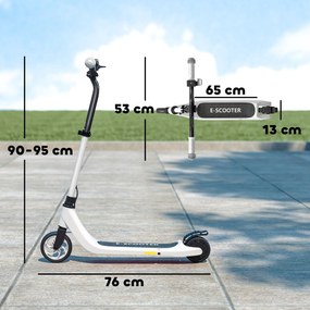 HOMCOM E-Scooter, trotinetă electrică, autonomie 6 km, de la 6 ani, cadru din oțel, negru+alb, 76 x 53 x 95cm | Aosom Romania