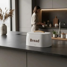 Cutie pentru pâine din metal, 34×24×18.5 cm, albă, Kinghoff KH-1947
