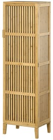 HOMCOM Mobilier de depozitare din bambus cu rafturi și ușă cu design cu lamele pentru baie, dormitor, salon 40 x 30 x 140 cm | Aosom Romania