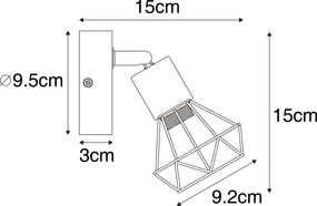 Spotlight industrial negru cu braț rotativ din lemn și înclinabil - Mosh
