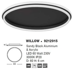 Lustra/Plafoniera LED design modern WILLOW Black 60cm