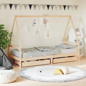 834468 vidaXL Cadru de pat cu sertare de copii, 90x200 cm, lemn masiv pin