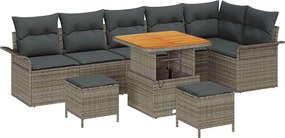 vidaXL Set de canapele pentru grădină cu pernă cu depozitare 9 pcs Gri