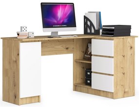 Masă PC de colț Bevin (Stejar artisan + Alb) (D). 1070971