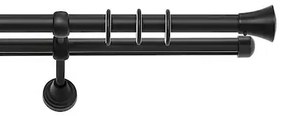 Galerie dubla PRINCE, grosime 19mm,negru (Alege marime: 160 cm)