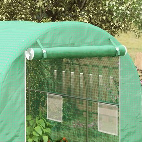 Outsunny Seră de Grădină Tunnel Suprafață Sol 8 m² 4L x 2l x 2,05H m cadru Tubular Ușă dublă cu fermoar 6 ferestre rulante verde | Aosom Romania