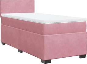 vidaXL Pat box spring cu saltea, roz, 80x200 cm, catifea