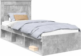 vidaXL Cadru de pat Gri Concret 75 x 190 cm Lemn de pin masiv