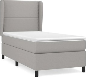 vidaXL Pat box spring cu saltea, gri deschis, 90x190 cm, textil