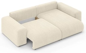 Colțar crem extensibil/cu spațiu de depozitare cu tapițerie din catifea reiată (cu colț variabil) Luma – Ropez