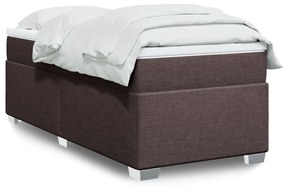 vidaXL Pat box spring cu saltea, maro închis, 100x200 cm, textil