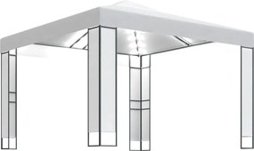 vidaXL Pavilion cu acoperiș dublu & șiruri de lumini LED, alb, 3x3 m