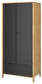 Dulap de haine Bruselas (stejar craft auriu + negru) . 1116784