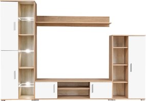 vidaXL Mobilă de perete cu spațiu TV, iluminare LED, stejar sonoma