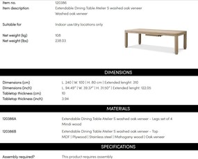 Masa extensibila LUX Furnir Stejar Atelier S, 240-310cm