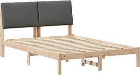 vidaXL Cadru de pat maro și gri închis 140 x 190 cm Lemn masiv de pin