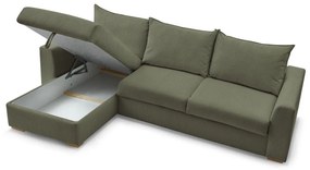 Colțar verde extensibil cu tapițerie din catifea reiată (cu colț variabil) Augustin – Bobochic Paris