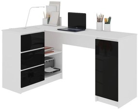 Expedo Birou KORDA B20, 155x77x85/48,5, alb/negru luciu, stânga