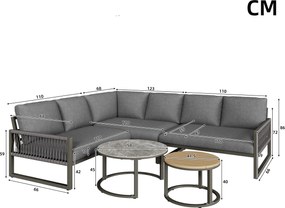 Set de lounge pentru grădină pentru 6-7 persoane, Gri | Aosom Romania