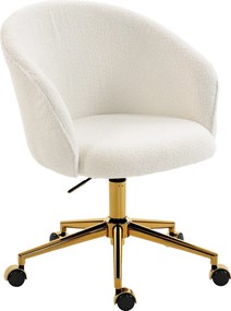 HOMCOM Scaun de birou, fotoliu de birou ergonomic reglabil pe înălțime, șezut pivotant, bază din oțel, crem | Aosom Romania