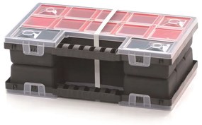 Organizator cu două case 28,7 × 18,6 × 10 cm, cutii, roșu