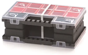 Organizator cu două case 28,7 × 18,6 × 10 cm, cutii, roșu
