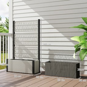 Outsunny Jardinieră înaltă cu spalier în aspect ratan, jardiniere cu suport pentru plante cățărătoare 90 x 35 x 148cm Gri | Aosom Romania