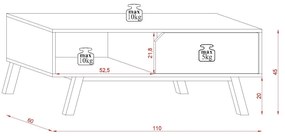 Măsuță de cafea Tanuko (alb + gri). 1097206