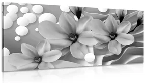 Tablou floare magnolie pe fundal abstract alb-negru