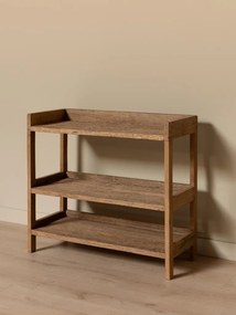 Consolă din lemn reciclat, cu 3 rafturi, natur, finisaj vintage, 95×40×86 cm, „Rustor"