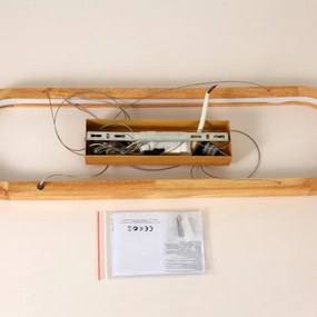 Brilagi - Lampă suspendată pe cablu UMEA WOOD, LED/30W/230V, 70x20 cm, lemn de cauciuc