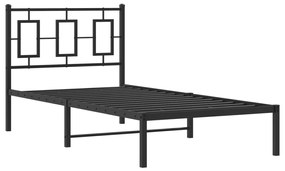 374234 vidaXL Cadru pat metalic cu tăblie, negru, 90x200 cm