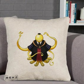 Perna Personalizata Assassination Classroom Koro-sensei, 40x40 cm, Bej Canapea, Husa Detasabila, Perna Inclusa, BEKZ®