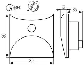 Kanlux 39142 - Aplica LED pentru trepte cu senzor EXIN 2,5W/230V 4000K IP65, neagră, pătrată